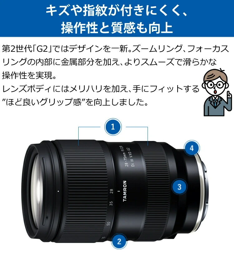 （レビューでレンズキャッププレゼント）【強化ガラス保護フィルターセット】タムロン 28-75mm F2.8 Di III VXD G2  ソニーEマウント用【A063S】＆マルミ EXUS Lens Protect SOLID